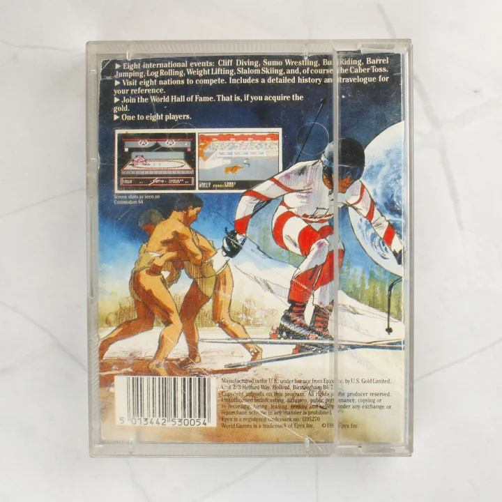 World Games Commodore 64 videójáték tok hátoldala