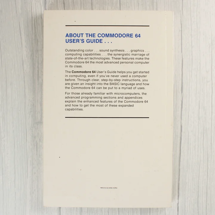 A Commodore 64 MicroComputer User Manual hátoldala