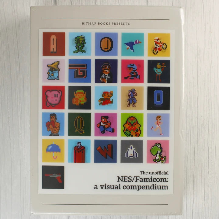 NES/Famicom: a visual compendium előlap A NES/Famicom: a visual compendium könyv előlapja pixel art figurákkal