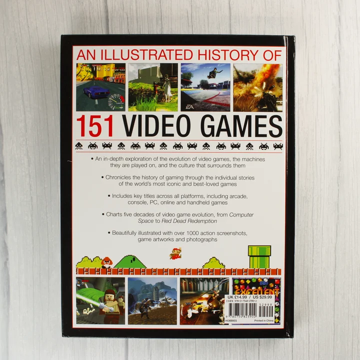 An Illustrated History of 151 Video Games könyv hátoldala leírással és vonalkóddal
