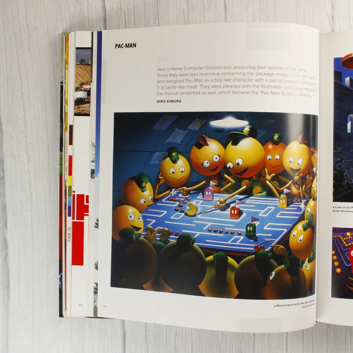 Belső oldal a Pac-Man játék illusztrációjával