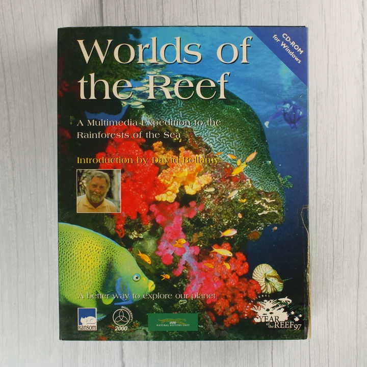 Worlds of the Reef szoftver dobozának eleje korallzátonyos grafikával