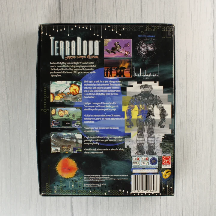 Terra Nova Strike Force Centauri PC játék dobozának hátulja