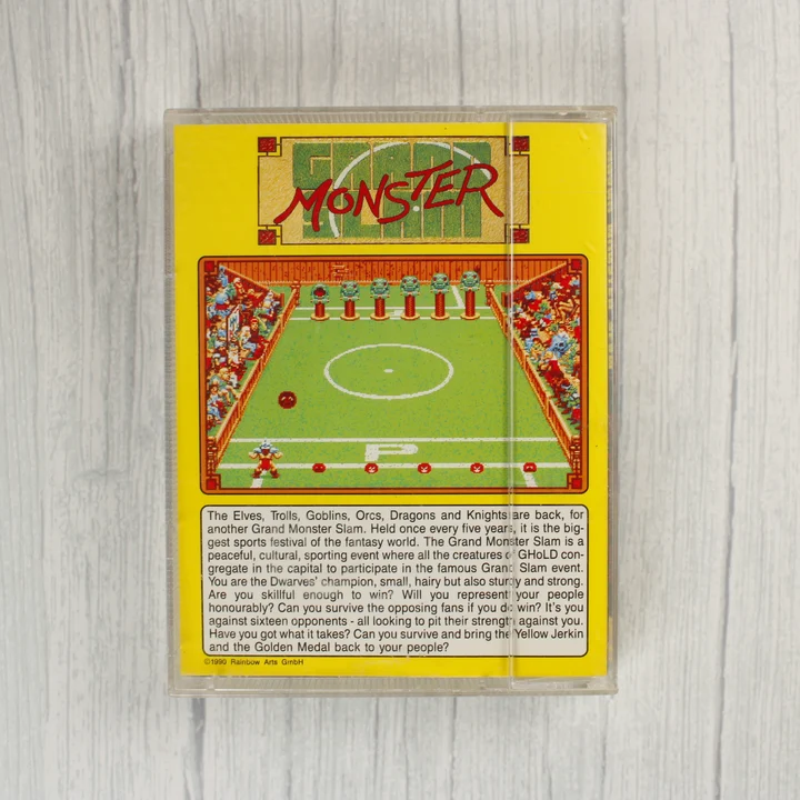 A Grand Monster Slam Amiga játék hátsó borítója leírással