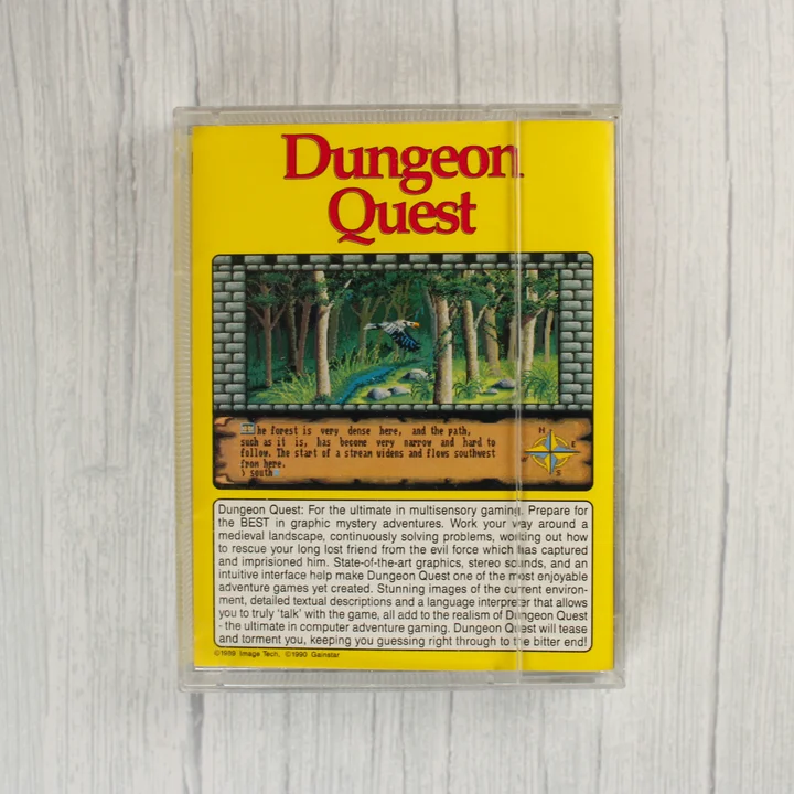 Dungeon Quest videójáték hátoldali leírása és képernyőfotója