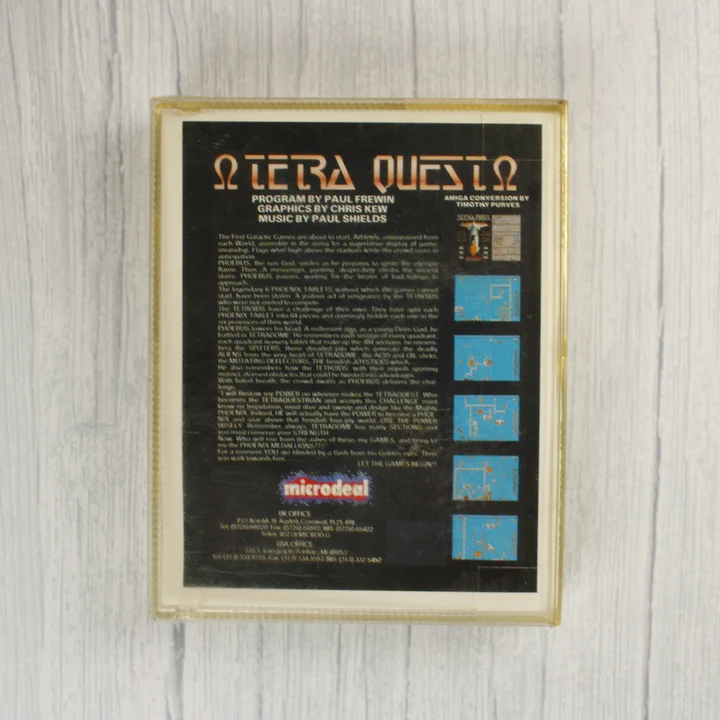 Tetra Quest Amiga játék tok hátoldala