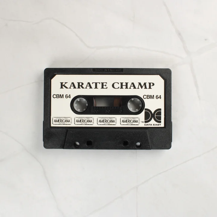 Karate Champ Commodore 64 szoftverkazetta fekete házban