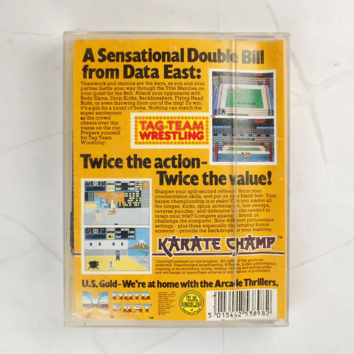 A Tag-Team Wrestling és Karate Champ játékok hátoldali leírása