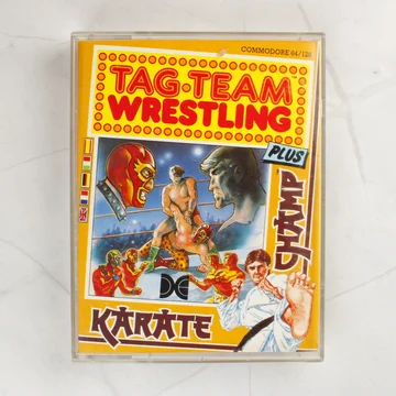 Tag-Team Wrestling és Karate Champ Commodore 64 játék kazetta tokja elölről