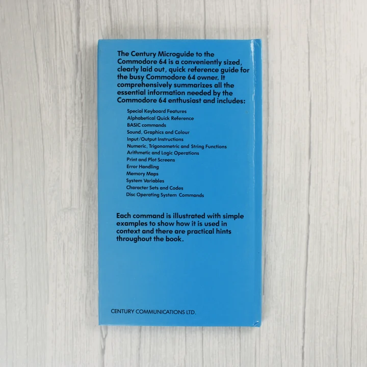 Commodore 64 Micro Guide hátlap A Commodore 64 Micro Guide kézikönyv hátlapja a tartalomleírással