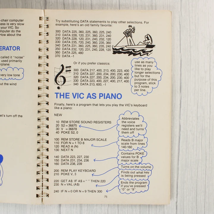 VIC20 kézikönyv belső A VIC20 kézikönyv belső oldala programkóddal