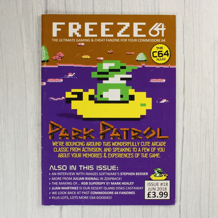 Freeze64 fanzin 18. szám borító A Freeze64 fanzin 18. számának színes borítója a Park Patrol játékkal