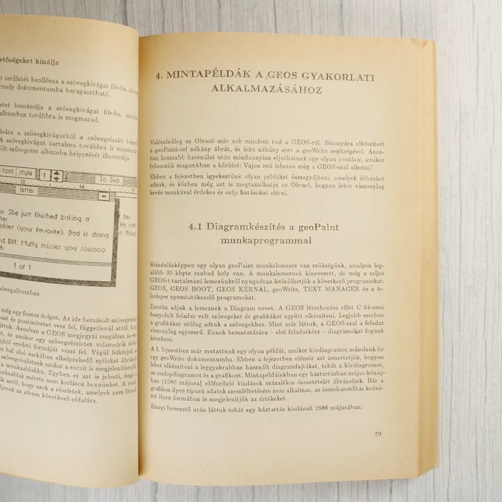 A könyv belső oldala gyakorlati példákkal és illusztrációval