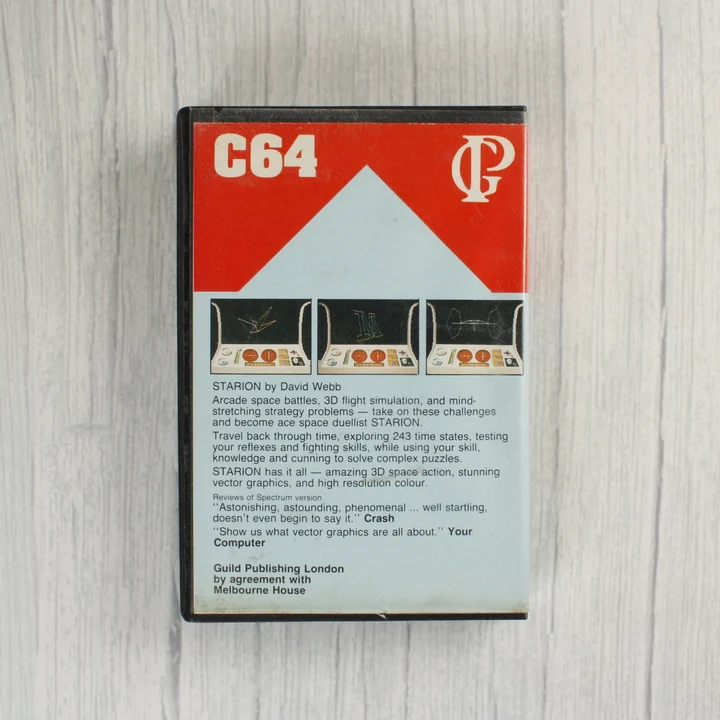 Starion videójáték borítójának hátoldala leírással