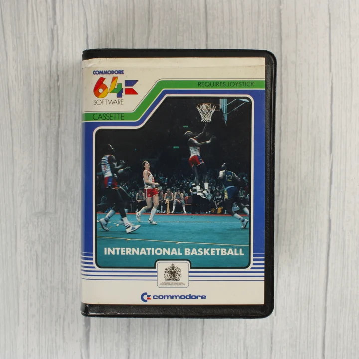 International Basketball Commodore 64 játék kazetta tokja elölről