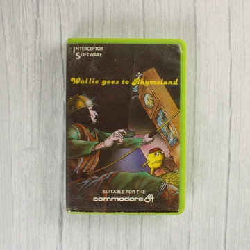Wallie goes to Rhymeland Commodore 64 játék borítója zöld tokban