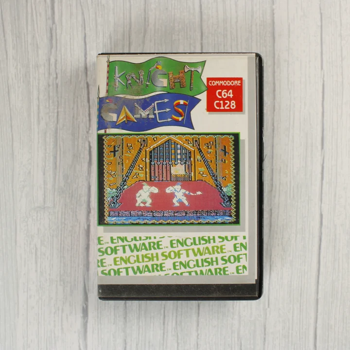Knight Games C64 borító Knight Games Commodore 64 videójáték elölnézeti képe a tokban