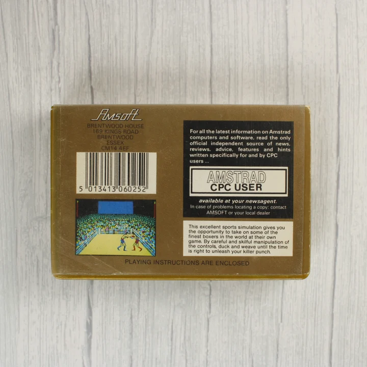 3D Boxing Amstrad CPC játék kazetta hátlapja