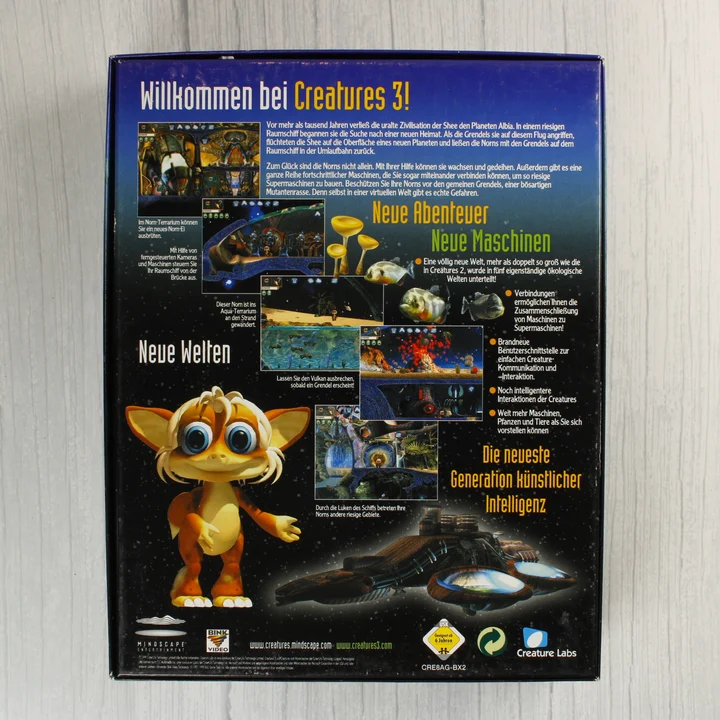 Creatures 3 PC játék dobozának hátulja