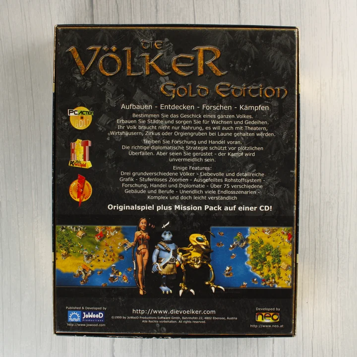 Die Völker Gold Edition PC játék dobozának hátulja