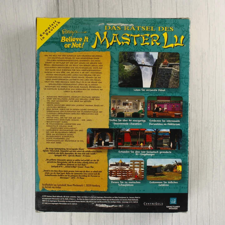 Das Rätsel des Master Lu PC játék dobozának hátoldala