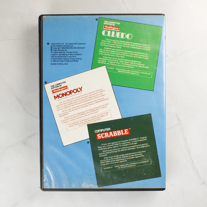 Játékgyűjtemény hátoldali leírás A Leisure Genius játékgyűjtemény tokjának hátoldala