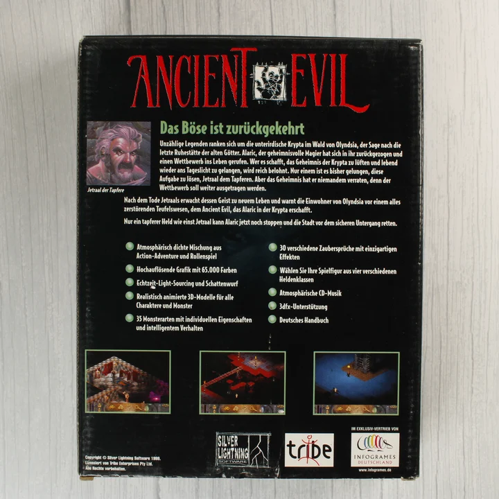 Ancient Evil PC játék doboz hátoldala