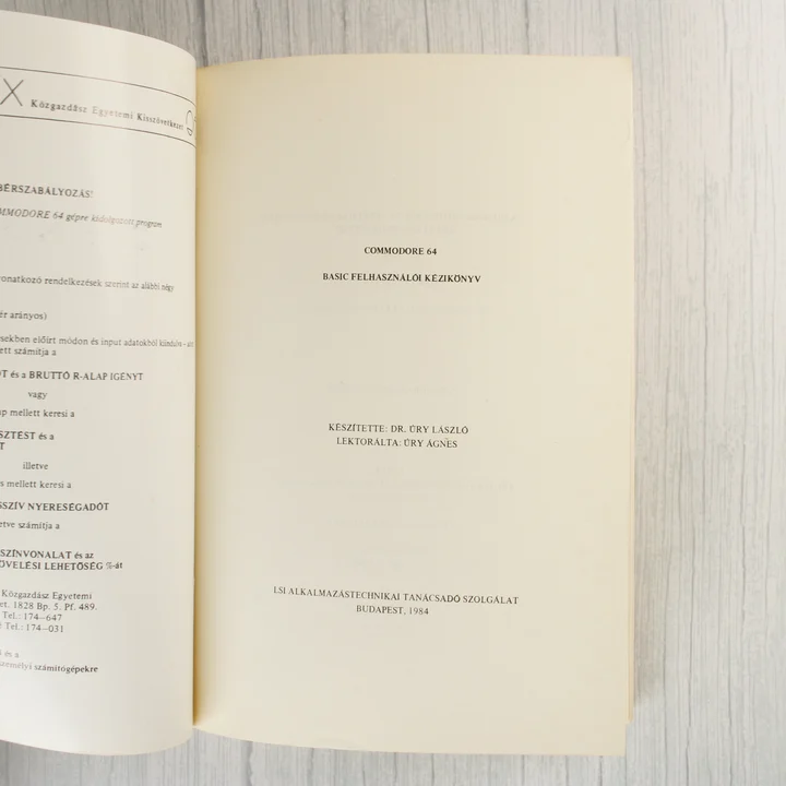 A Commodore 64 kézikönyv belső címlapja az 1984-es kiadási adatokkal