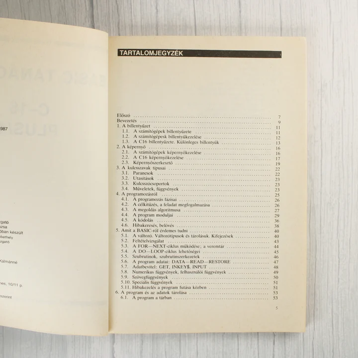 BASIC tanácsadó tartalomjegyzék A könyv tartalomjegyzéke