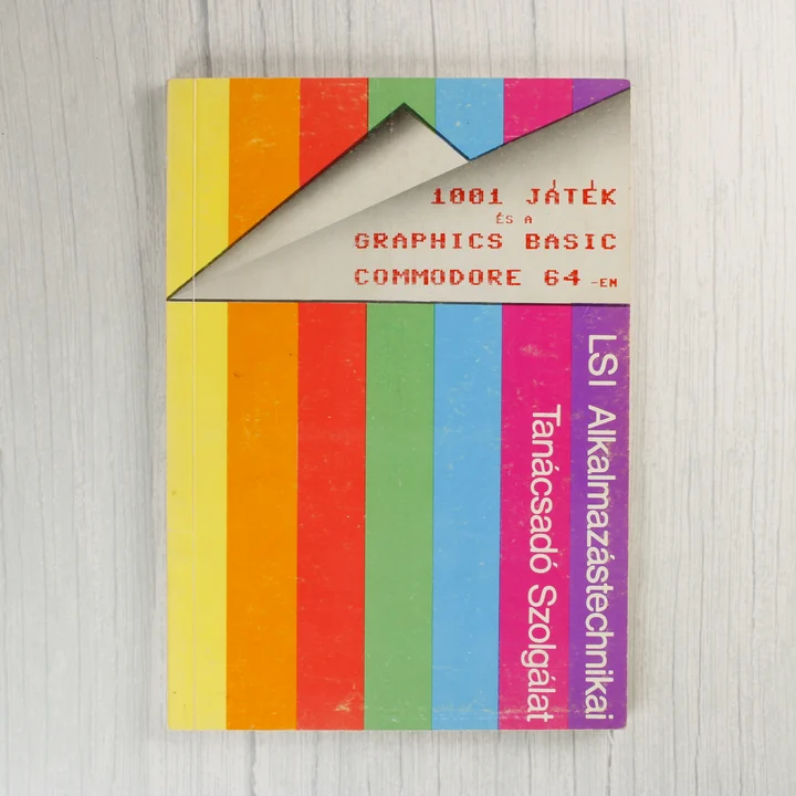 Az 1001 játék és a Graphics Basic Commodore 64-en könyv színes borítója.