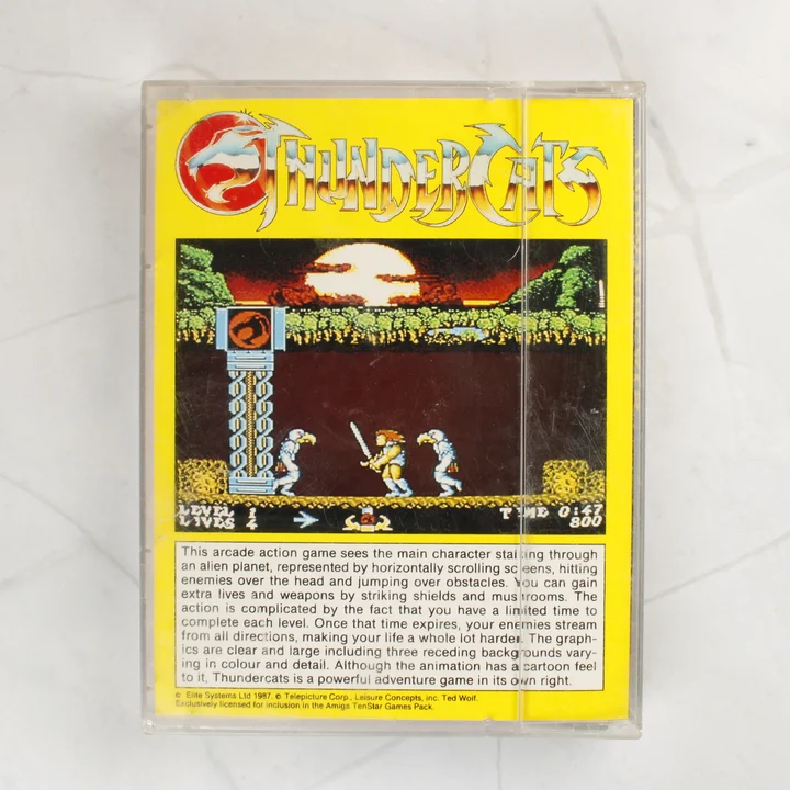 ThunderCats Amiga videójáték tokjának hátoldala