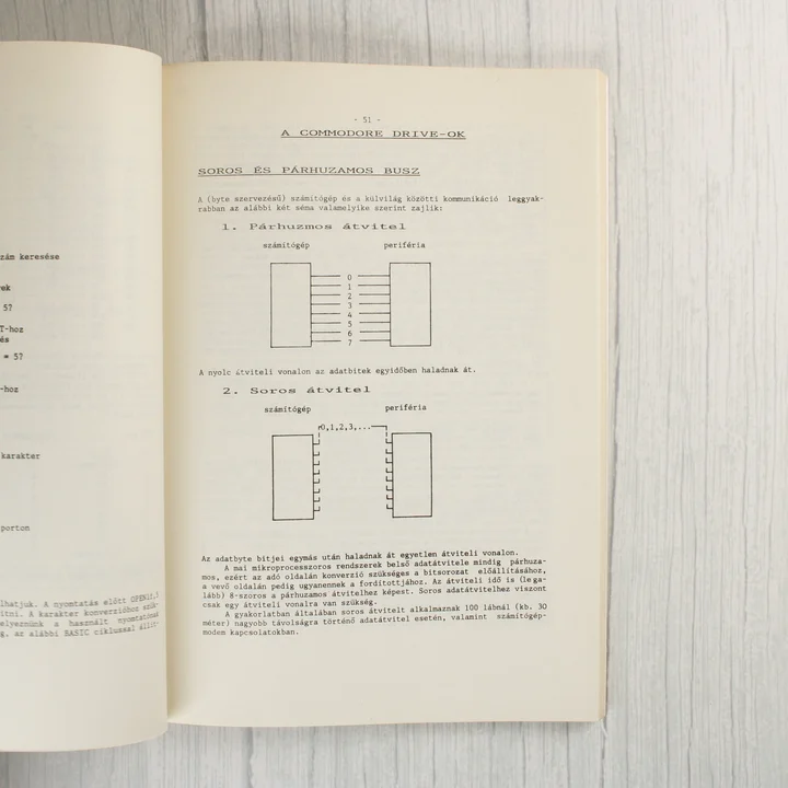 A könyv 51. oldala a soros és párhuzamos busz ábráival