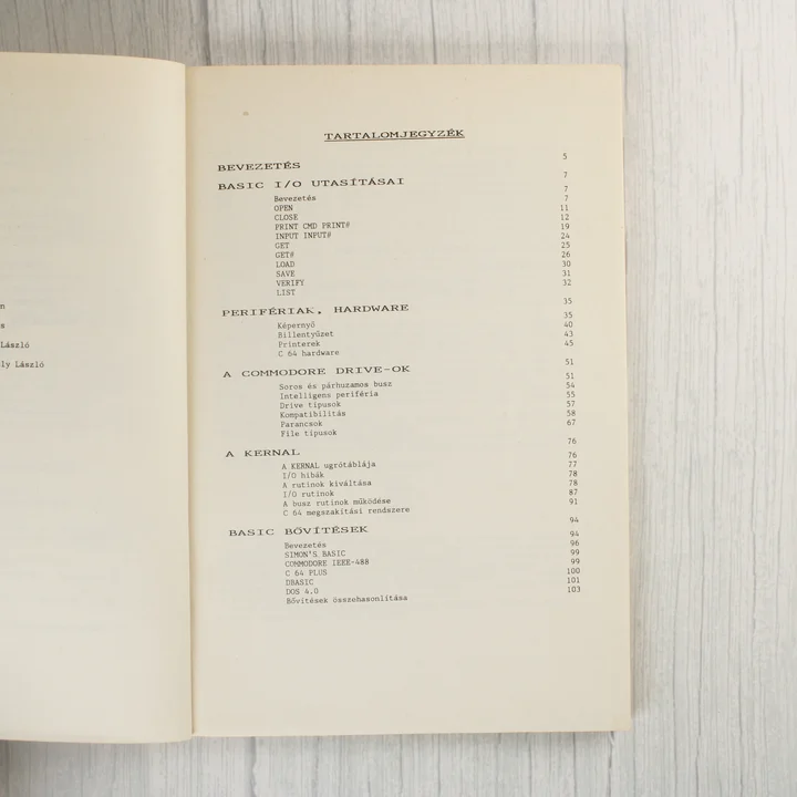 A könyv részletes tartalomjegyzéke