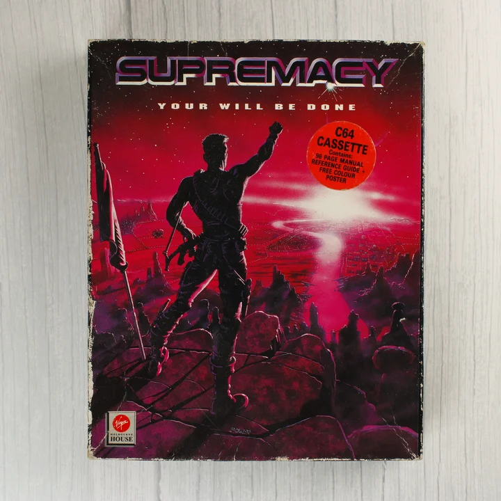 A Supremacy videójáték Commodore 64-es kiadásának doboza szemből