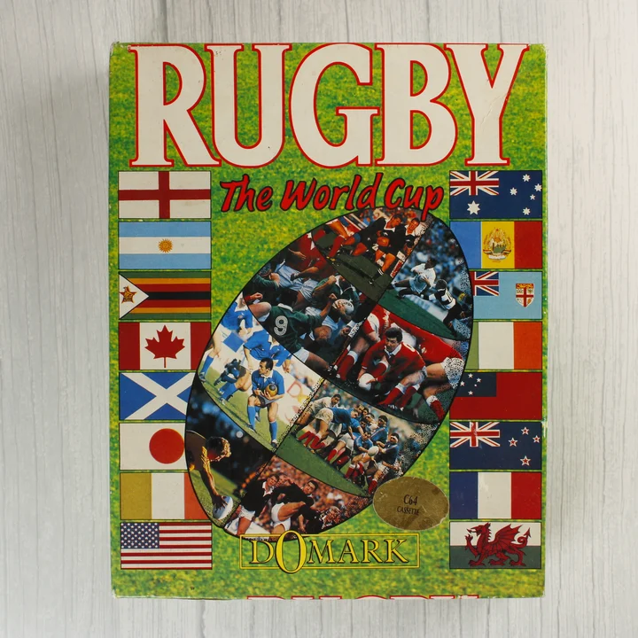 Rugby The World Cup C64 doboz Rugby The World Cup Commodore 64 játék dobozának eleje