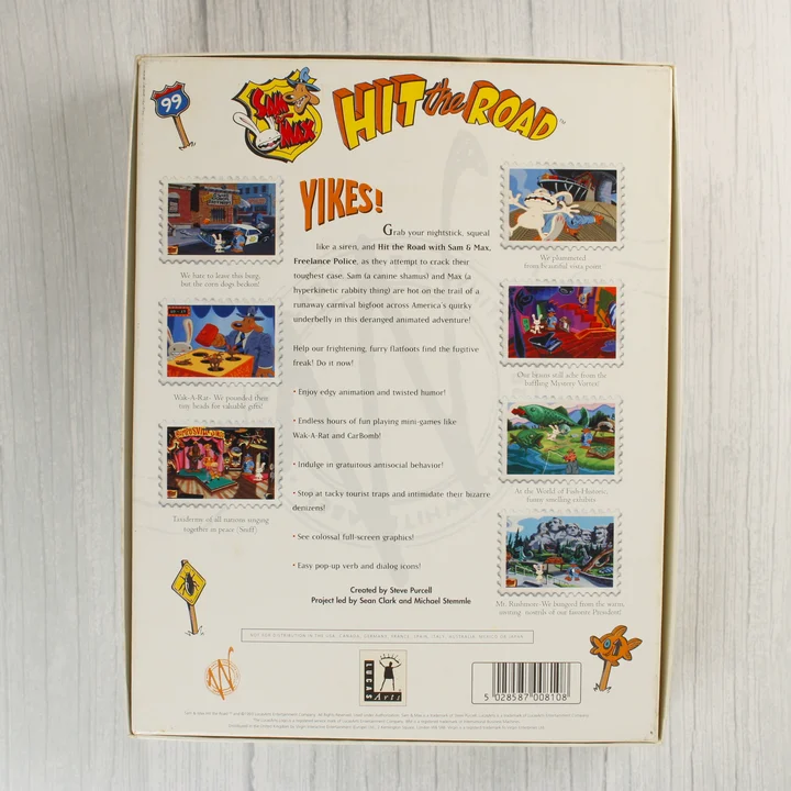 Sam & Max Hit the Road PC játék dobozának hátulja