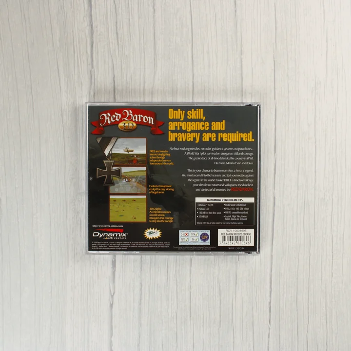 Red Baron 3-D CD-tok hátulja vonalkóddal