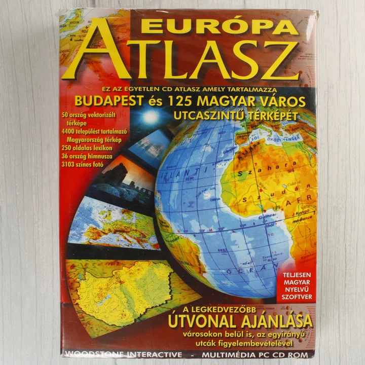Európa Atlasz PC CD-ROM szoftver dobozának előlapja
