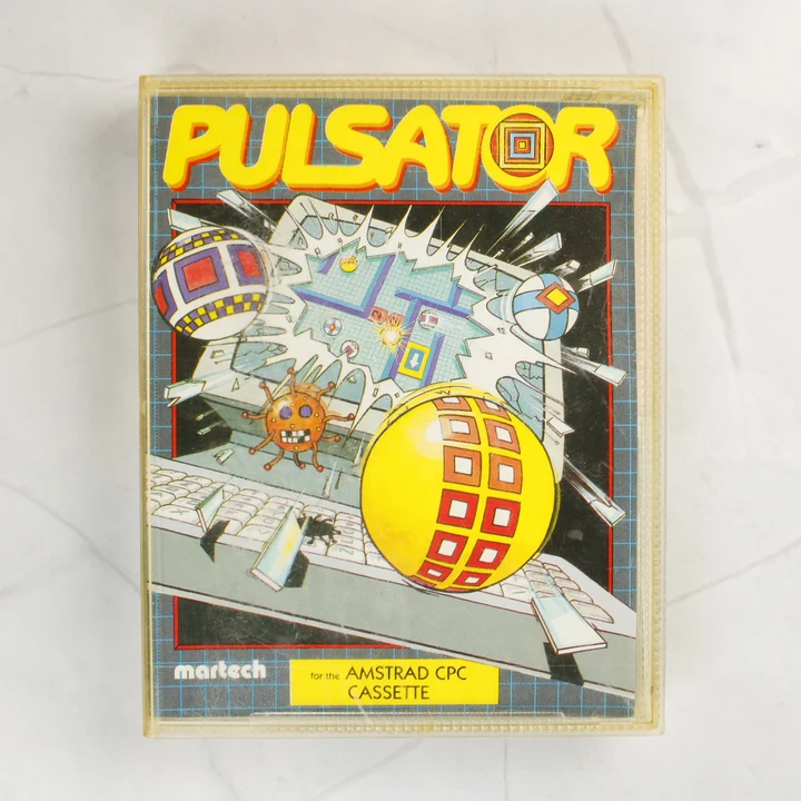 Pulsator videójáték Amstrad CPC kazetta tokban elölnézetből