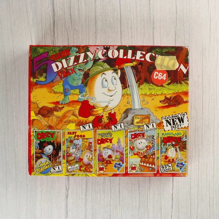 Dizzy Collection C64 doboz elölnézet Dizzy Collection Commodore 64 játékgyűjtemény dobozának eleje