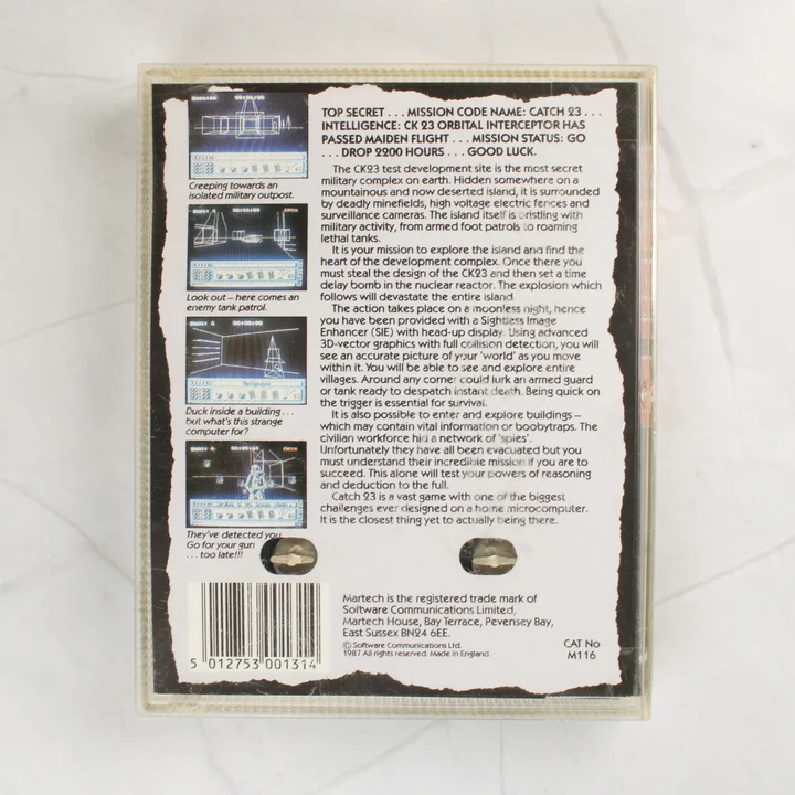 Catch 23 videójáték tokjának hátoldala leírással
