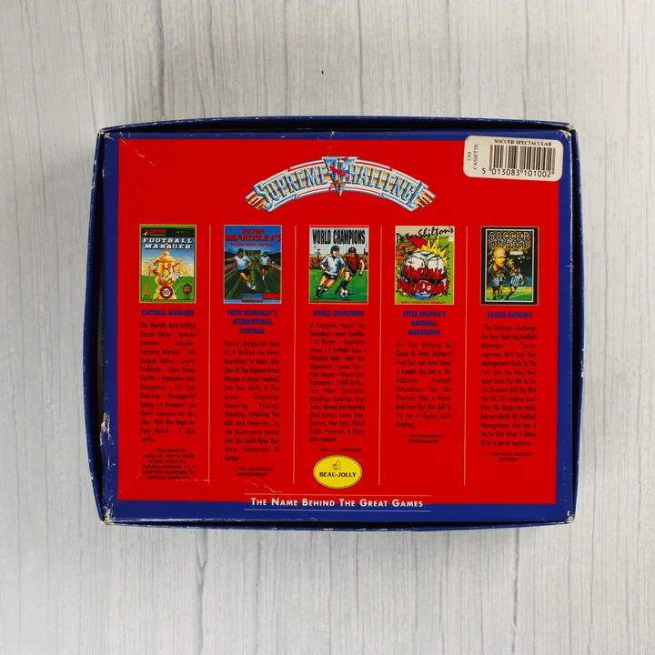 A Supreme Challenge Soccer Spectacular videójáték dobozának hátoldala