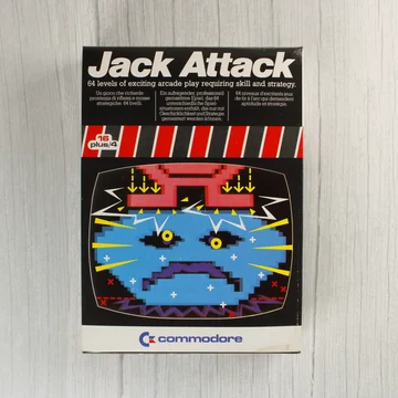 Jack Attack videójáték dobozának előlapja Commodore 16 és Plus/4 platformra