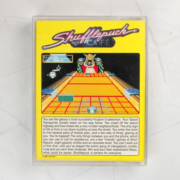 Shufflepuck Café Amiga játék hátlapi borítója leírással