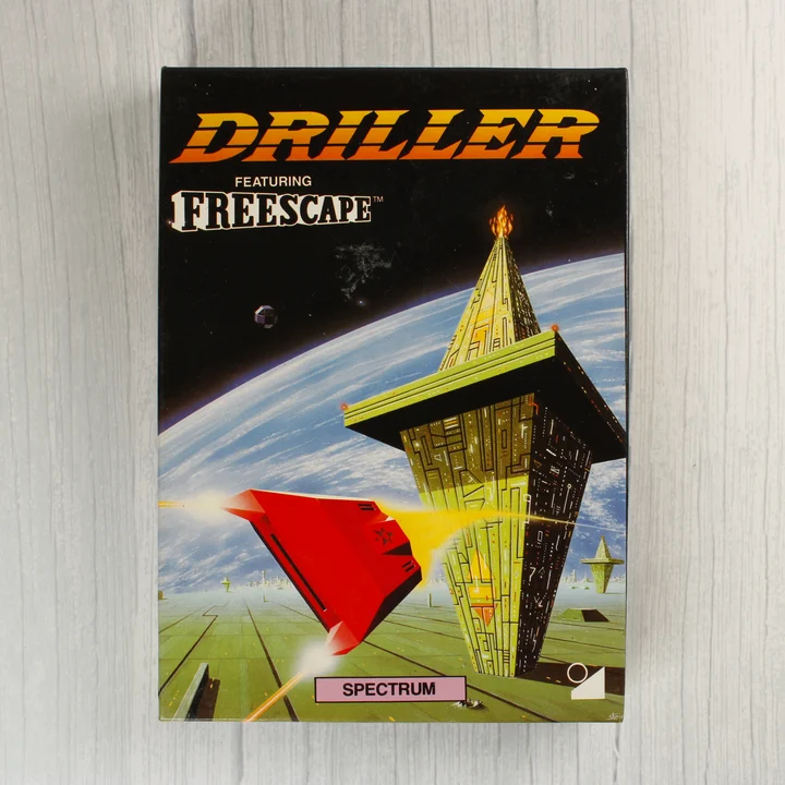 A Driller videójáték dobozának előlapja ZX Spectrumra