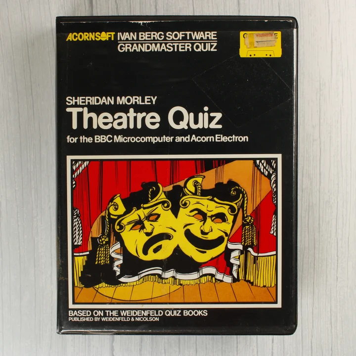 A Theatre Quiz videójáték fekete dobozának előlapja színházi maszkokkal.