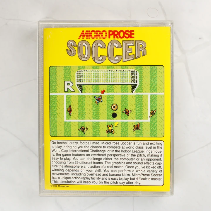 MicroProse Soccer Amiga játék hátlapja leírással