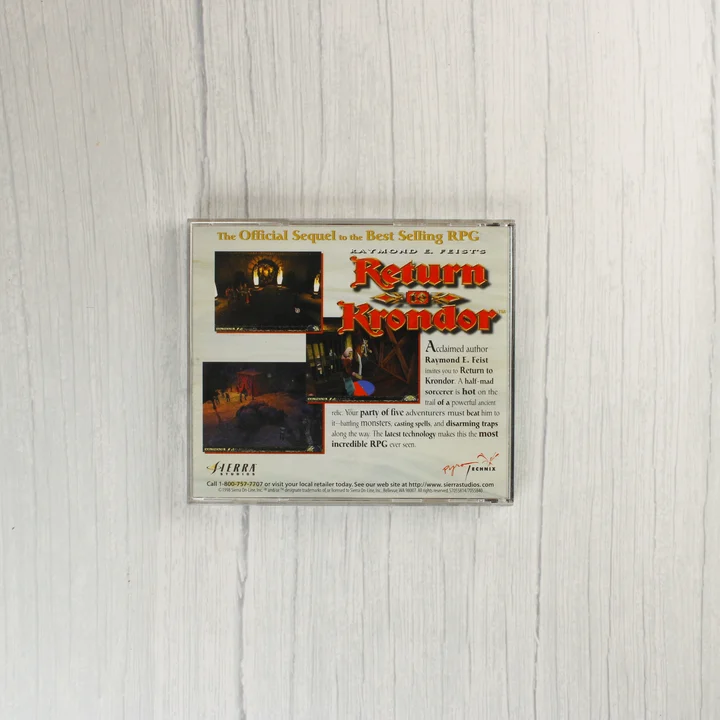 A CD-tok hátoldala Return to Krondor hirdetéssel