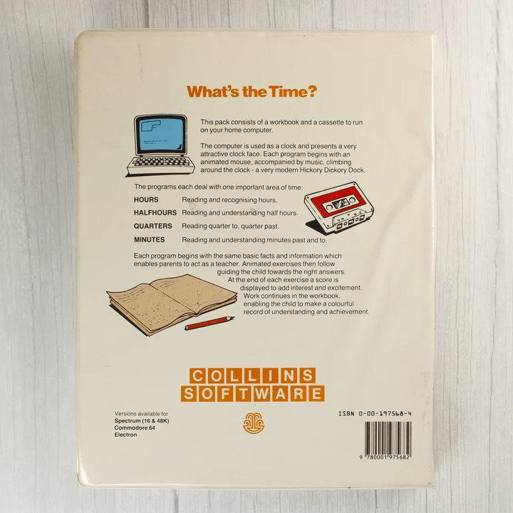 What's the Time? Commodore 64 szoftver tokja hátulról