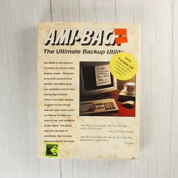 Az Ami-Back Version 2.0 szoftver eredeti kartondoboza elölről